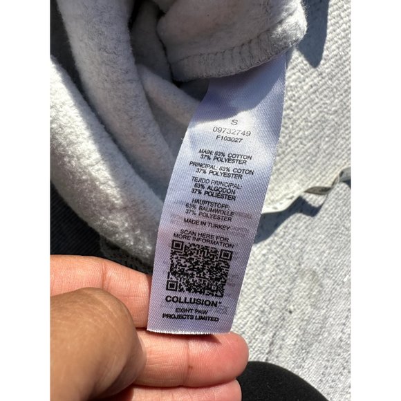 Collusion Mens Small Gray Sweater Hoodie Long Sleeve Drawstring Fleece - Picture 8 of 8